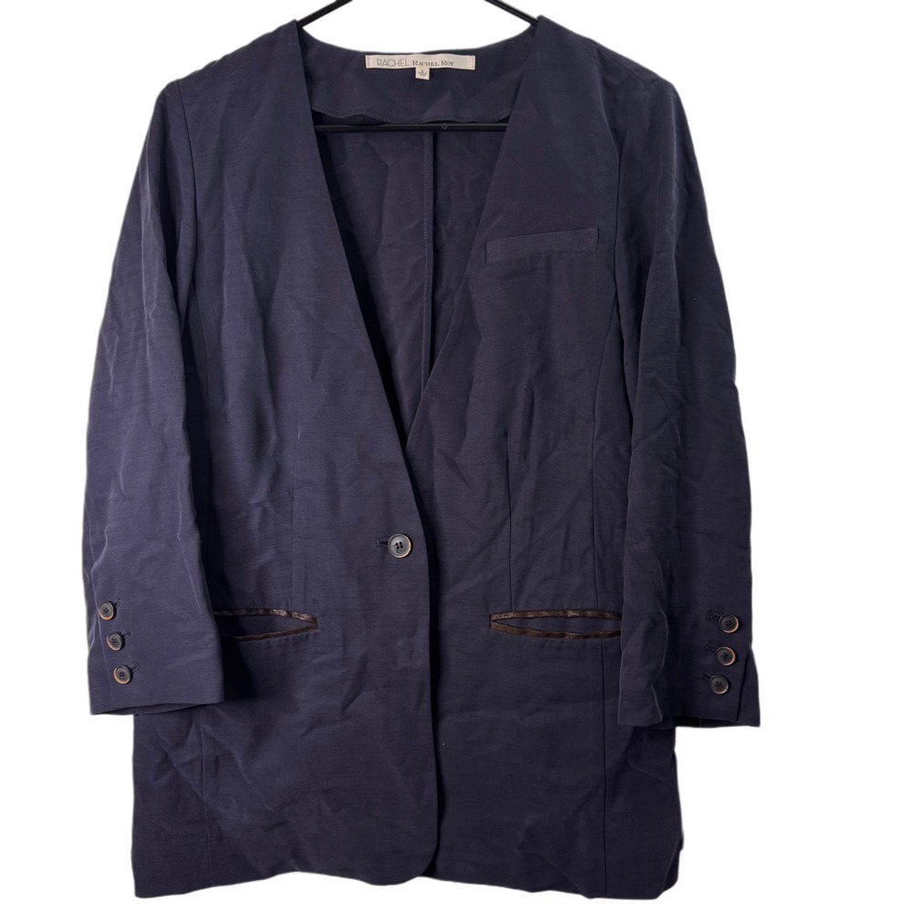 NWT Rachel Roy Womens Blazer Jacket Size 2 Navy Blue Casual Work Career - Picture 1 of 6